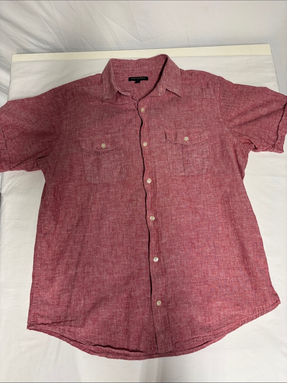 Banana Republic Men’s Red Linen Blend Utility Shirt Double Pocket L